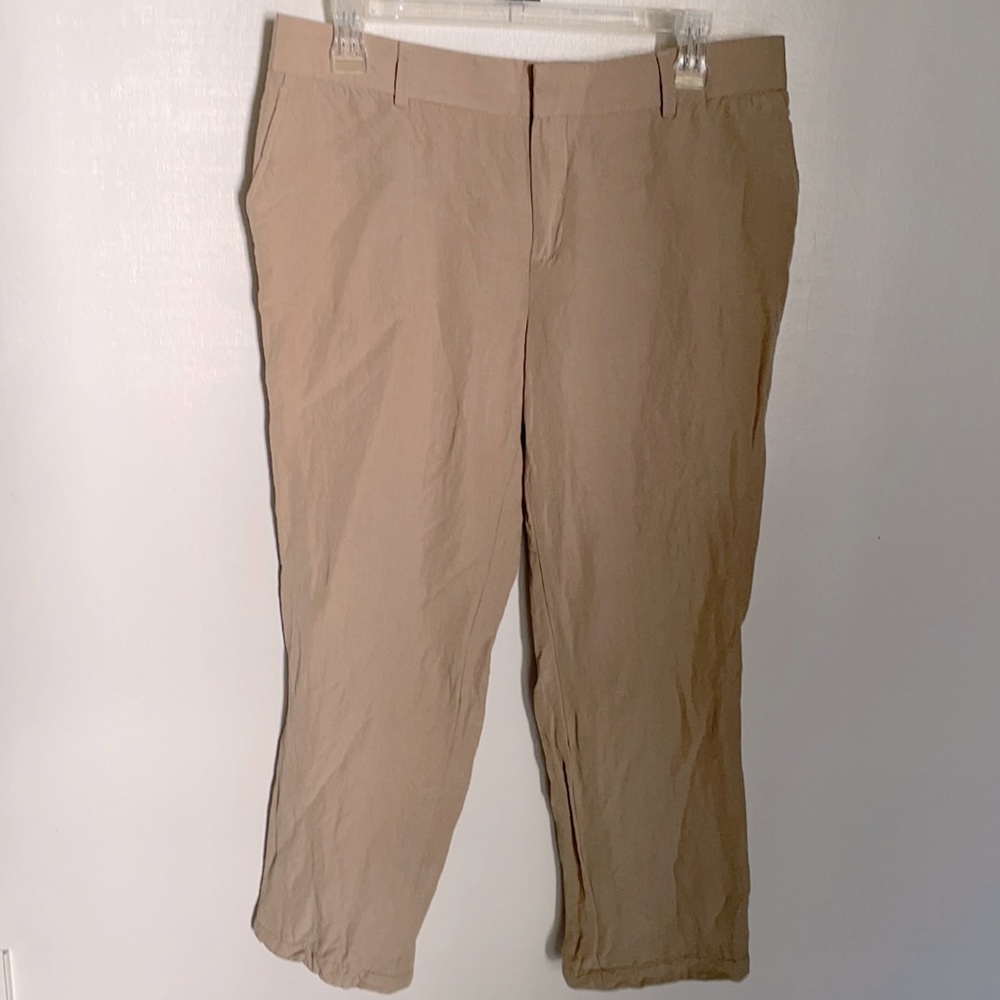 Banana Republic beige linen wide leg casual faux back pockets 2 pockets pants